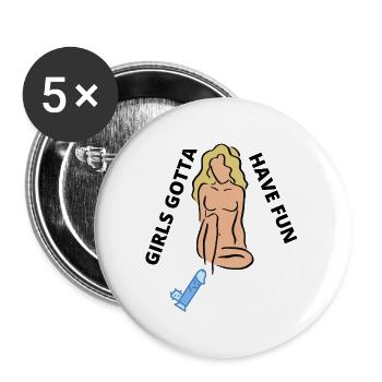 Lustige Mädchen - Buttons groß 56 mm (5er Pack) - Weiß - Vorne
