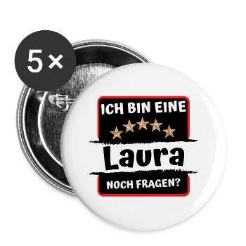 Ich bin eine Laura | Vornamen 5 Sterne | Spruch - Buttons groß 56 mm (5er Pack) - Weiß - Vorne