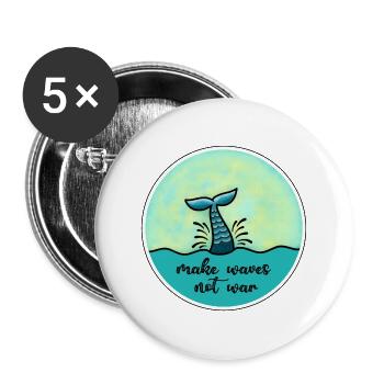 Faites des vagues pas la guerre - Lot de 5 grands badges (56 mm) - blanc - Devant
