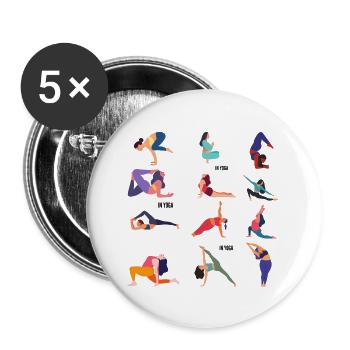 DANS LE YOGA - Lot de 5 grands badges (56 mm) - blanc - Devant