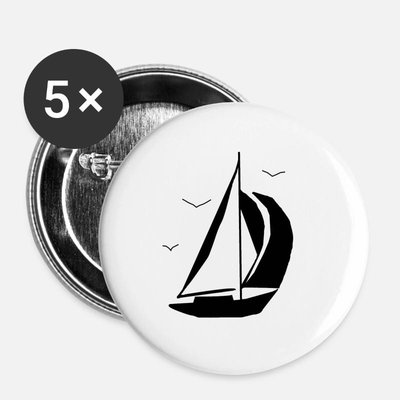 Sailboat - Buttons large 2.2''/56 mm (5-pack) - white