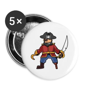 Pirat - Buttons groß 56 mm (5er Pack) - Weiß - Vorne