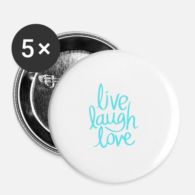 LIVE LAUGH LIKE - Buttons large 2.2''/56 mm (5-pack) - white