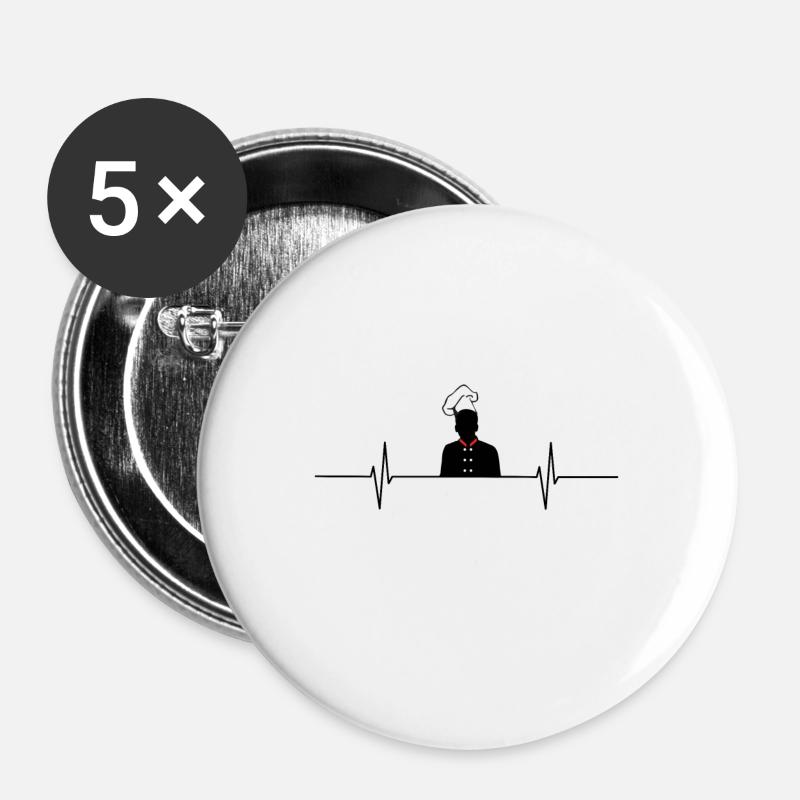 Chef hat beat - Buttons large 2.2''/56 mm (5-pack) - white