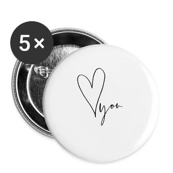 LOVE You - Lot de 5 grands badges (56 mm) - blanc - Devant