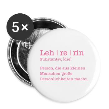 Lehrerin Geschenk Student Schule - Buttons groß 56 mm (5er Pack) - Weiß - Vorne