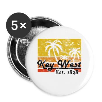 Key West Florida Vintage - Buttons groß 56 mm (5er Pack) - Weiß - Vorne