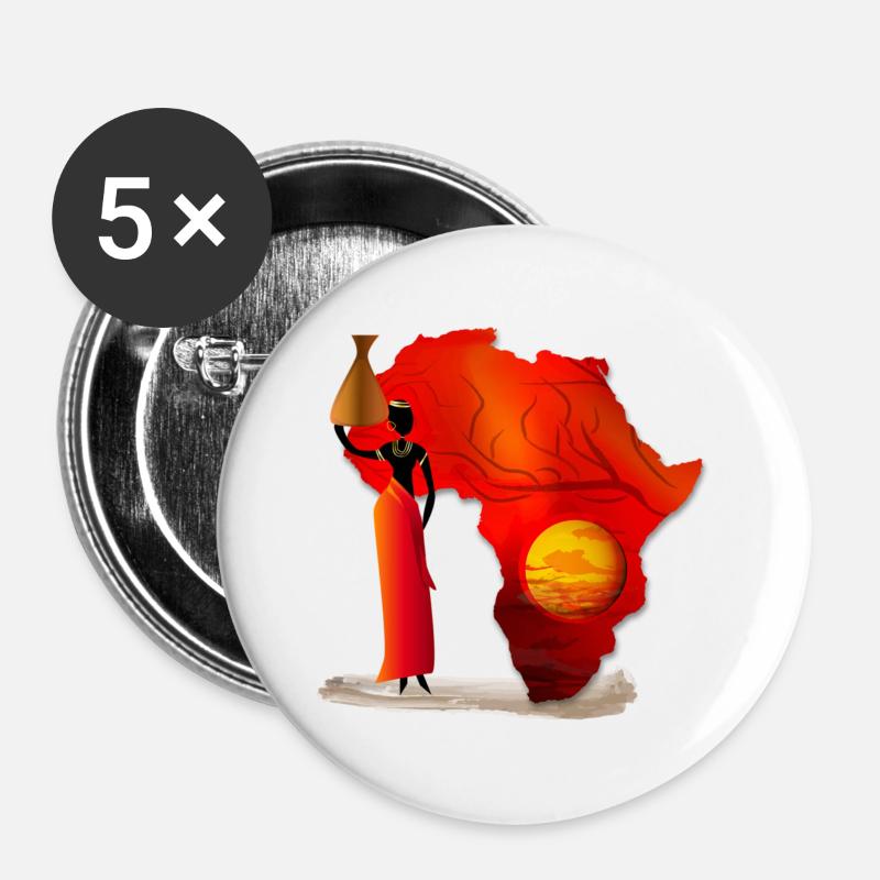 Africa - Buttons large 2.2''/56 mm (5-pack) - white