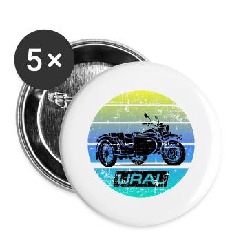 Art Ural Dnepr USSR Motorrad - Buttons groß 56 mm (5er Pack) - Weiß - Vorne