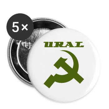 Ural Dnepr USSR Motorrad - Buttons groß 56 mm (5er Pack) - Weiß - Vorne