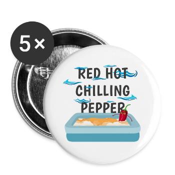 Red Hot Chilling Pepper - Buttons large 2.2''/56 mm (5-pack) - white - Front