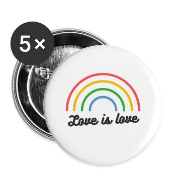Love is Love - Buttons groß 56 mm (5er Pack) - Weiß - Vorne