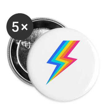 Rainbow Lightning - Buttons large 2.2''/56 mm (5-pack) - white - Front