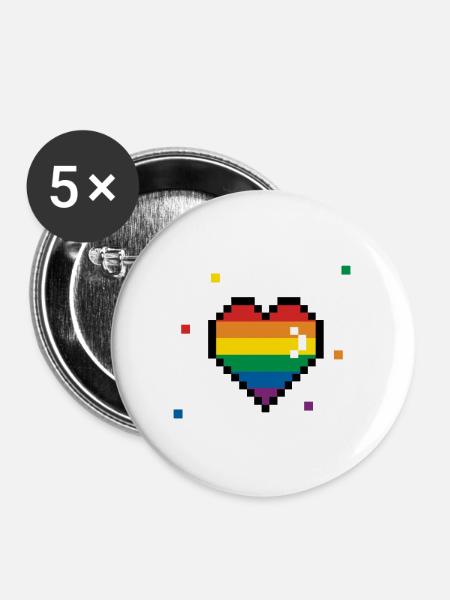 Pride Heart 90s - Buttons groß 56 mm (5er Pack) - Weiß