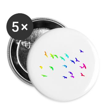 Vol d'oiseaux - Lot de 5 grands badges (56 mm) - blanc - Devant