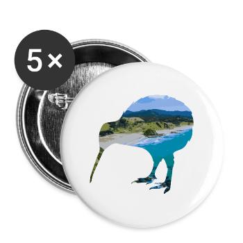 Double Exposure Animals Kiwi Bird Gift Idea - Buttons large 2.2''/56 mm (5-pack) - white - Front