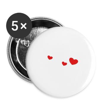 Three red hearts - Buttons large 2.2''/56 mm (5-pack) - white - Front