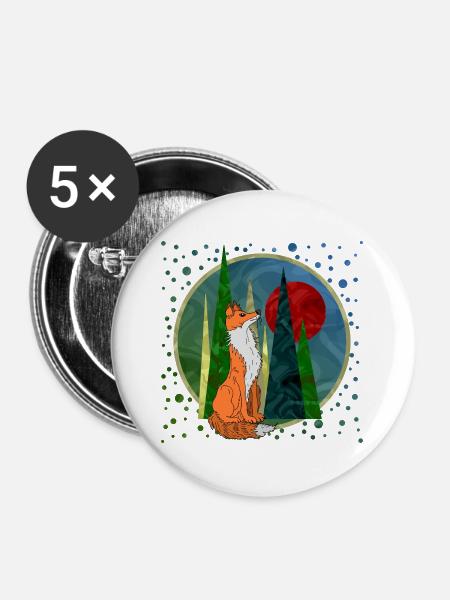 Fuchs - Buttons groß 56 mm (5er Pack) - Weiß