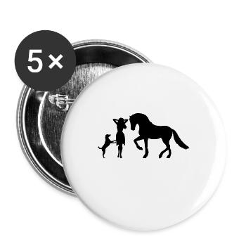 Dogs horses girl woman - Buttons large 2.2''/56 mm (5-pack) - white - Front