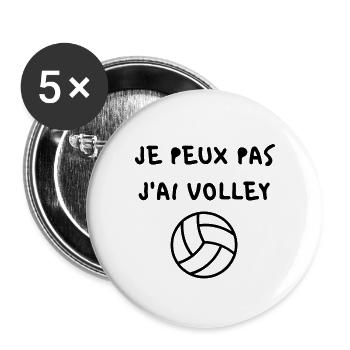 JE PEUX PAS J'AI VOLLEY-BALL - Lot de 5 grands badges (56 mm) - blanc - Devant