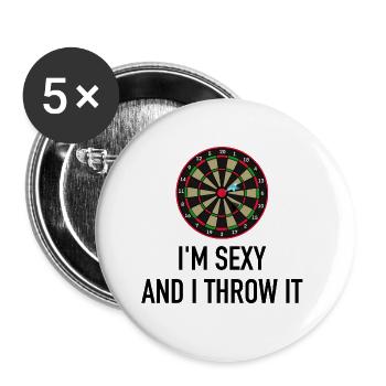 Dart I'm sexy and I throw it - Buttons large 2.2''/56 mm (5-pack) - white - Front