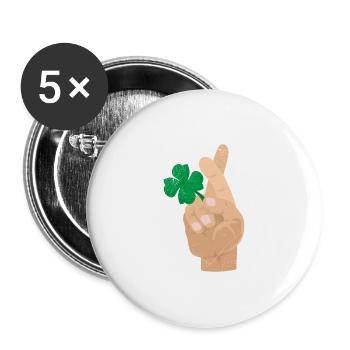 Cloverleaf finger crossed Good luck gift idea - Buttons large 2.2''/56 mm (5-pack) - white - Front