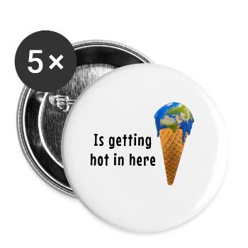 Global Warming Earth Ice cream keep it cool - Buttons large 2.2''/56 mm (5-pack) - white - Front