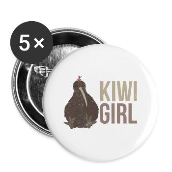 New Zealand Kiwi Girl Partnerlook Lustige Geschenk - Buttons groß 56 mm (5er Pack) - Weiß - Vorne