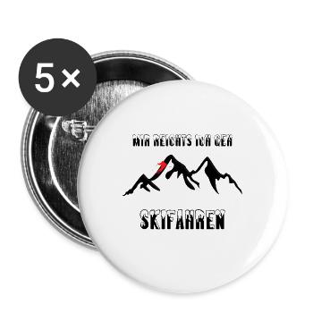mir reichts ich geh skifahren black - Buttons groß 56 mm (5er Pack) - Weiß - Vorne