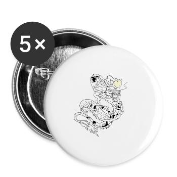 Classic Japanese Dragon - Buttons large 2.2''/56 mm (5-pack) - white - Front