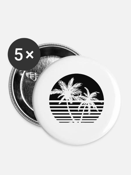 Palm Sunset - Buttons groß 56 mm (5er Pack) - Weiß