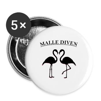 Flamingo Malle Mallorca Frauen Damen - Buttons groß 56 mm (5er Pack) - Weiß - Vorne
