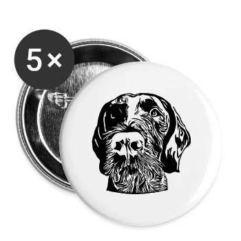 Deutsch Drahthaar - Buttons groß 56 mm (5er Pack) - Weiß - Vorne