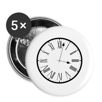 Die Zeit tickt. - Buttons groß 56 mm (5er Pack) - Weiß - Vorne