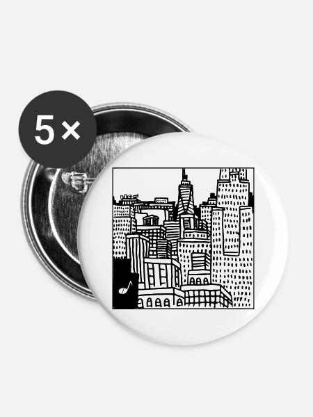 Stadt - Buttons groß 56 mm (5er Pack) - Weiß