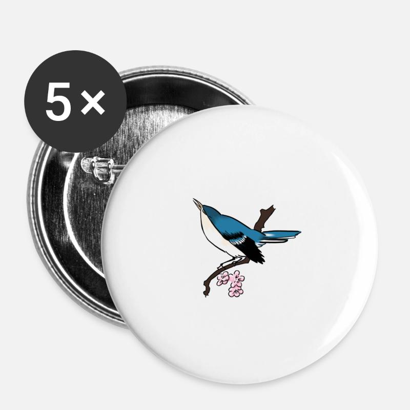 japanese nightingale - Buttons large 2.2''/56 mm (5-pack) - white