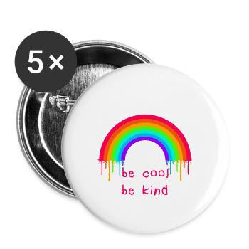 Regenbogen - Buttons groß 56 mm (5er Pack) - Weiß - Vorne