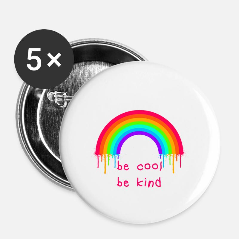 Rainbow - Buttons large 2.2''/56 mm (5-pack) - white