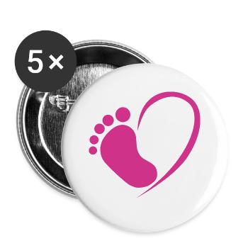 Baby foot heart pink - Buttons large 2.2''/56 mm (5-pack) - white - Front