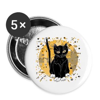 Chat - Lot de 5 grands badges (56 mm) - blanc - Devant