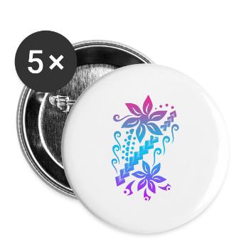Samoa Flower Polynesian Tribal Tattoo Gift Idea - Buttons large 2.2''/56 mm (5-pack) - white - Front