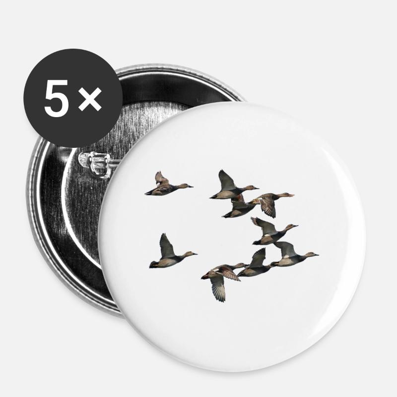 duck band flying - Buttons large 2.2''/56 mm (5-pack) - white