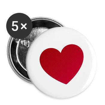 Rotes Herz - Buttons groß 56 mm (5er Pack) - Weiß - Vorne