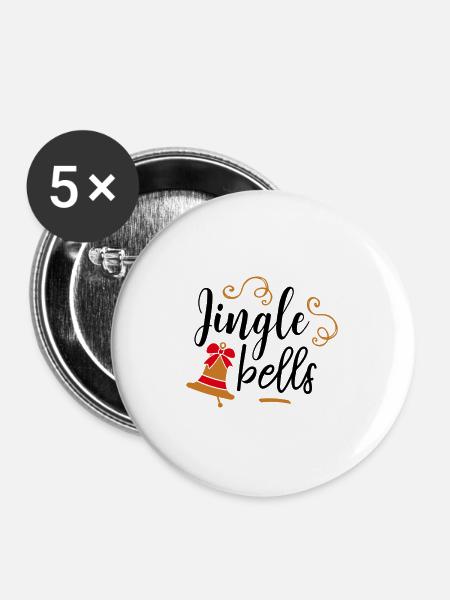 Jingle Bells - Buttons groß 56 mm (5er Pack) - Weiß