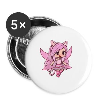 Rosa Fee - Buttons groß 56 mm (5er Pack) - Weiß - Vorne