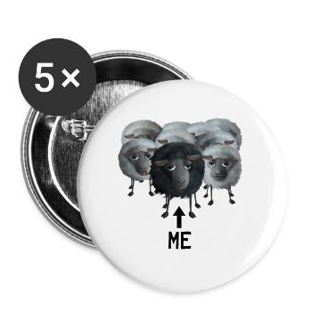 Süßes Schaf - Ich das schwarze Schaf - Buttons groß 56 mm (5er Pack) - Weiß - Vorne
