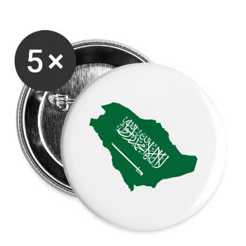 Saudi-Arabien Karte und Flagge - Buttons groß 56 mm (5er Pack) - Weiß - Vorne