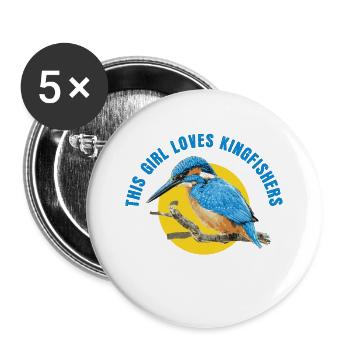Cette fille aime les martins-pêcheurs - Lot de 5 grands badges (56 mm) - blanc - Devant