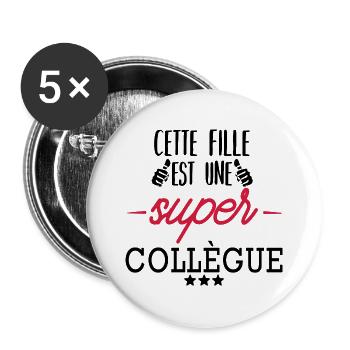 cette fille est une super collègue - Lot de 5 grands badges (56 mm) - blanc - Devant