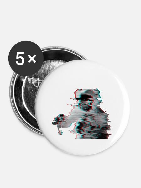Glitch Astronaut - Buttons groß 56 mm (5er Pack) - Weiß